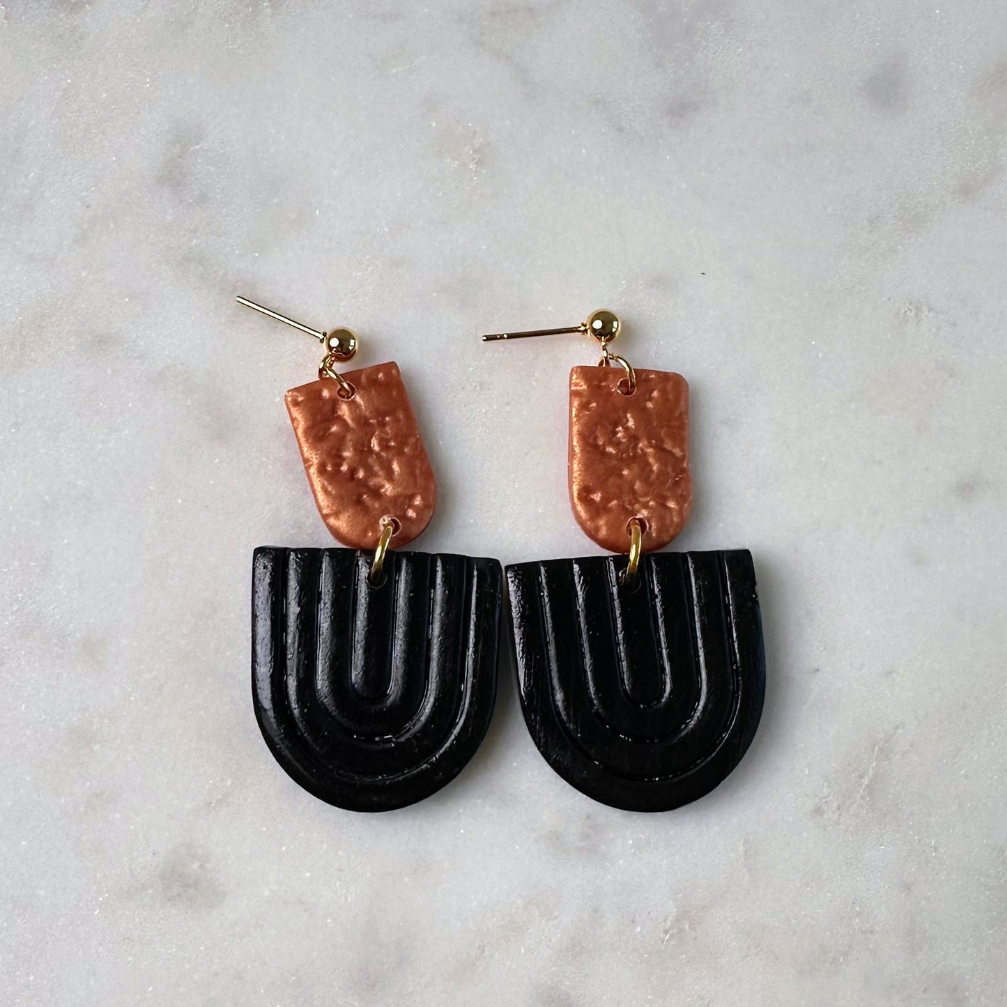 Brass and Noir Earrings