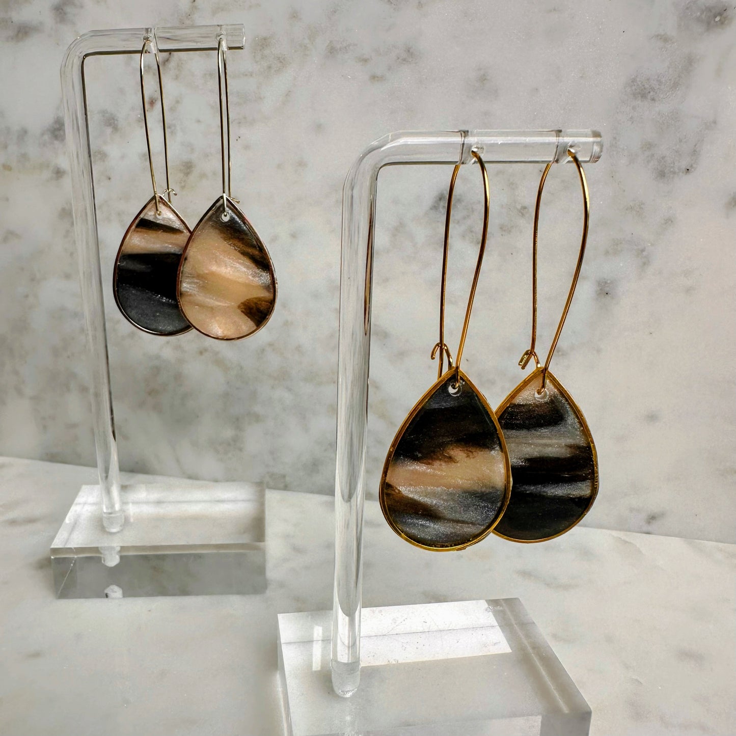 Marbled Earth Teardrop Earrings