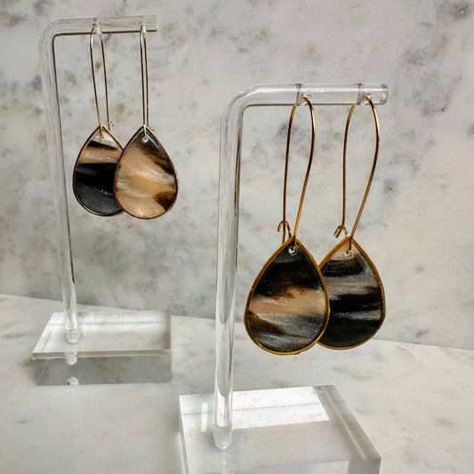 Marbled Earth Teardrop Earrings